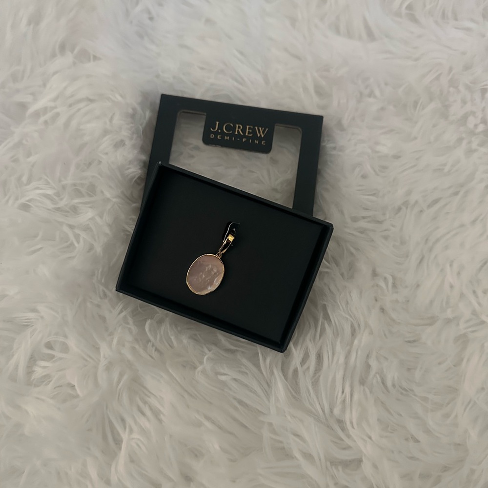 J. Crew Gold and Pink Pendant Necklace charm Demi fine gold plated new